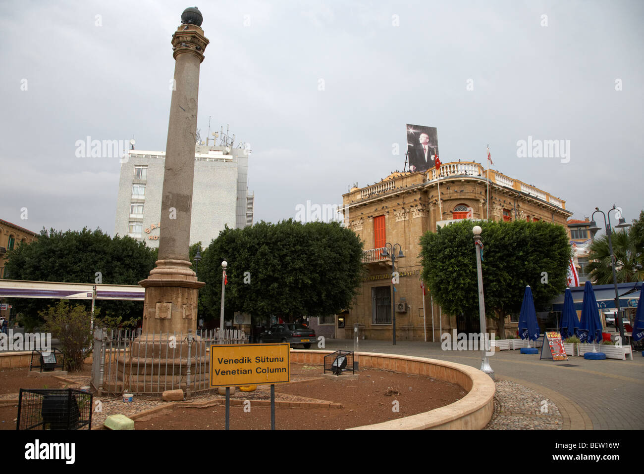 The Venetian Column in Ataturk square nicosia TRNC turkish republic of northern cyprus Stock Photo