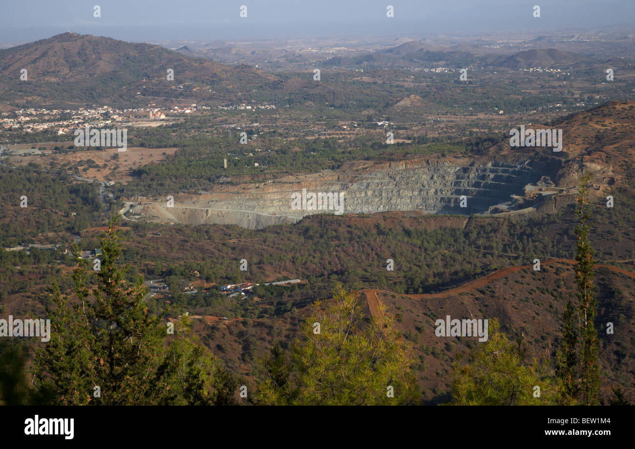 large open cement quarry in the mountains near pyrga republic of cyprus europe Stock Photo