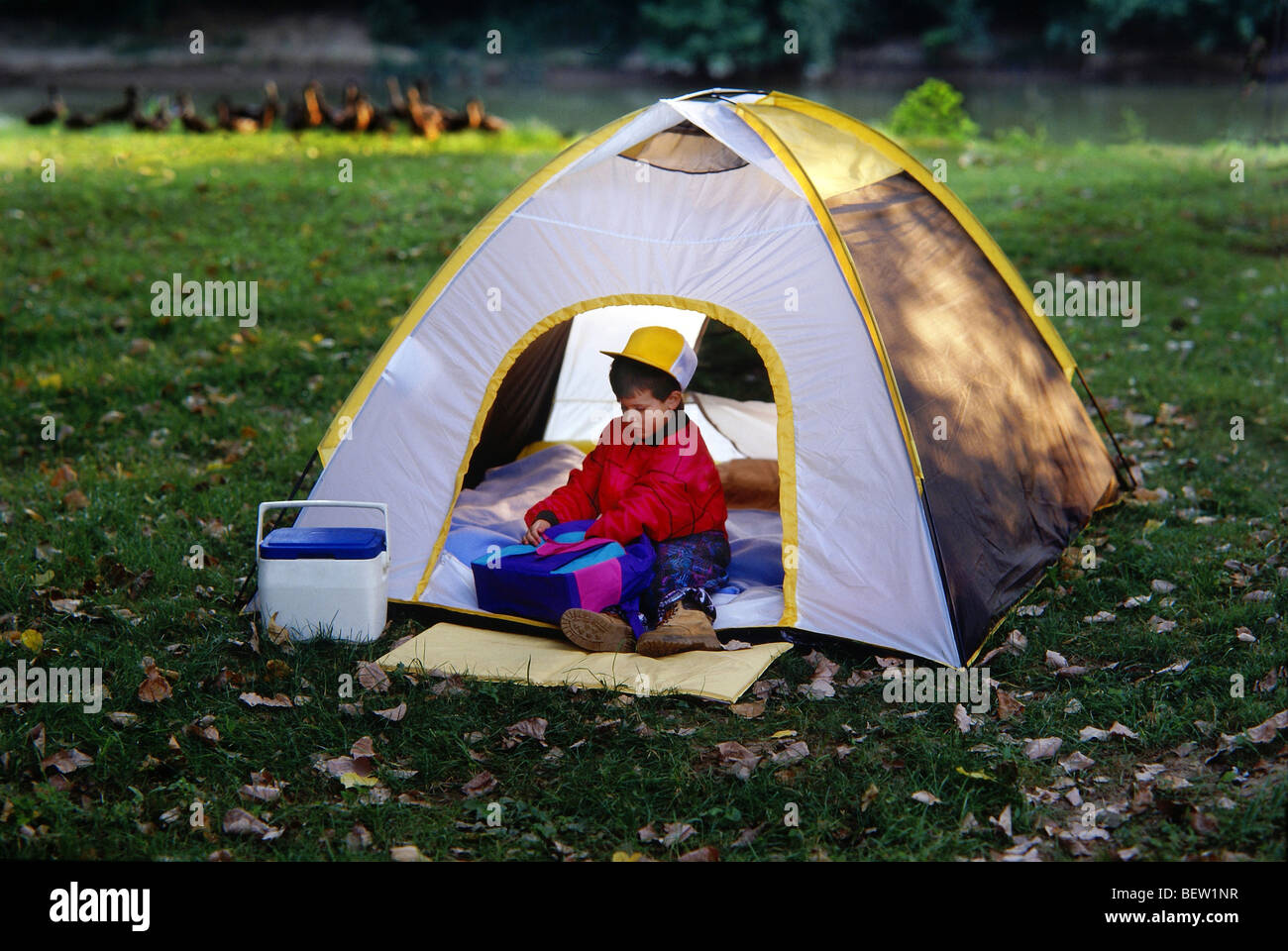 Camping by the River Stock Photo - Alamy