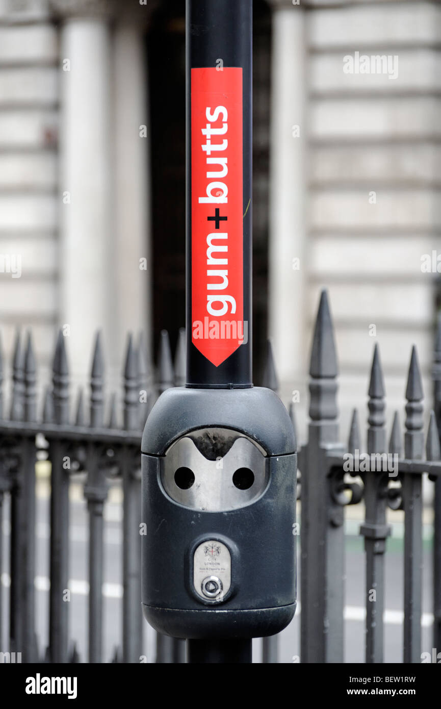 Gum + Butts bin. City of London. Britain. UK Stock Photo