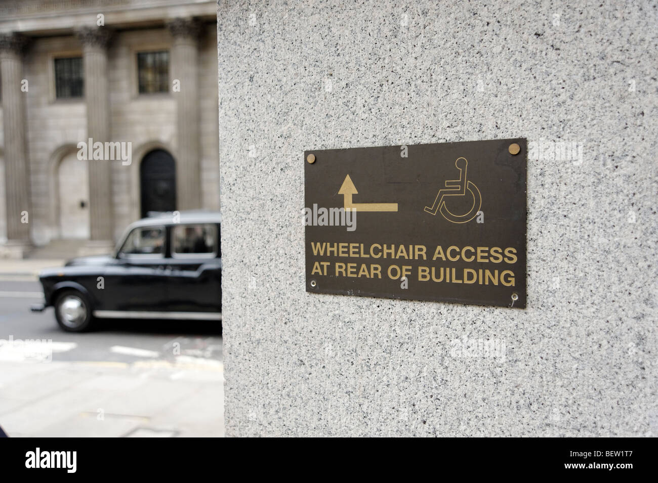 Wheelchair access sign. City of London. Britain. UK Stock Photo