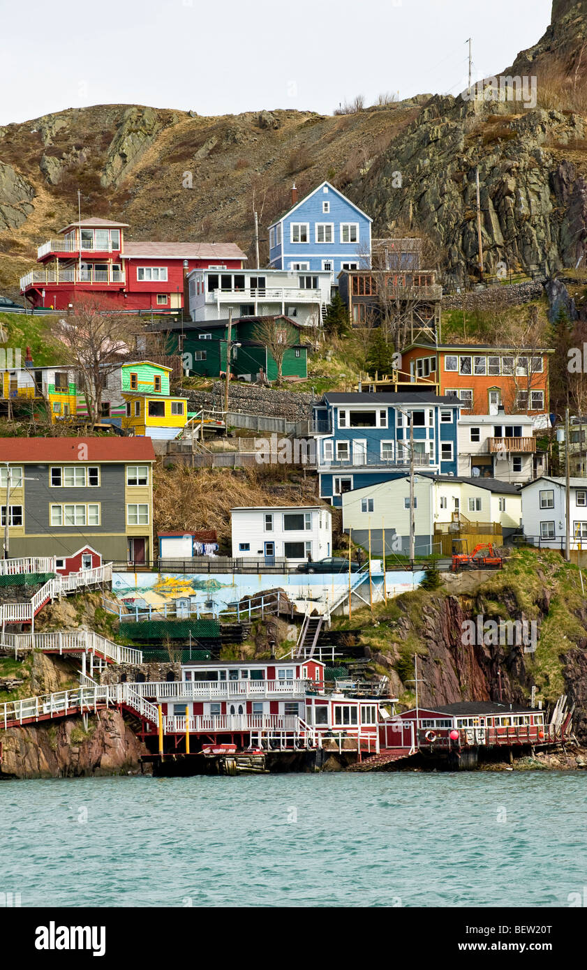 A splash of colorful homes line the harbor in St. John's, Newfoundland