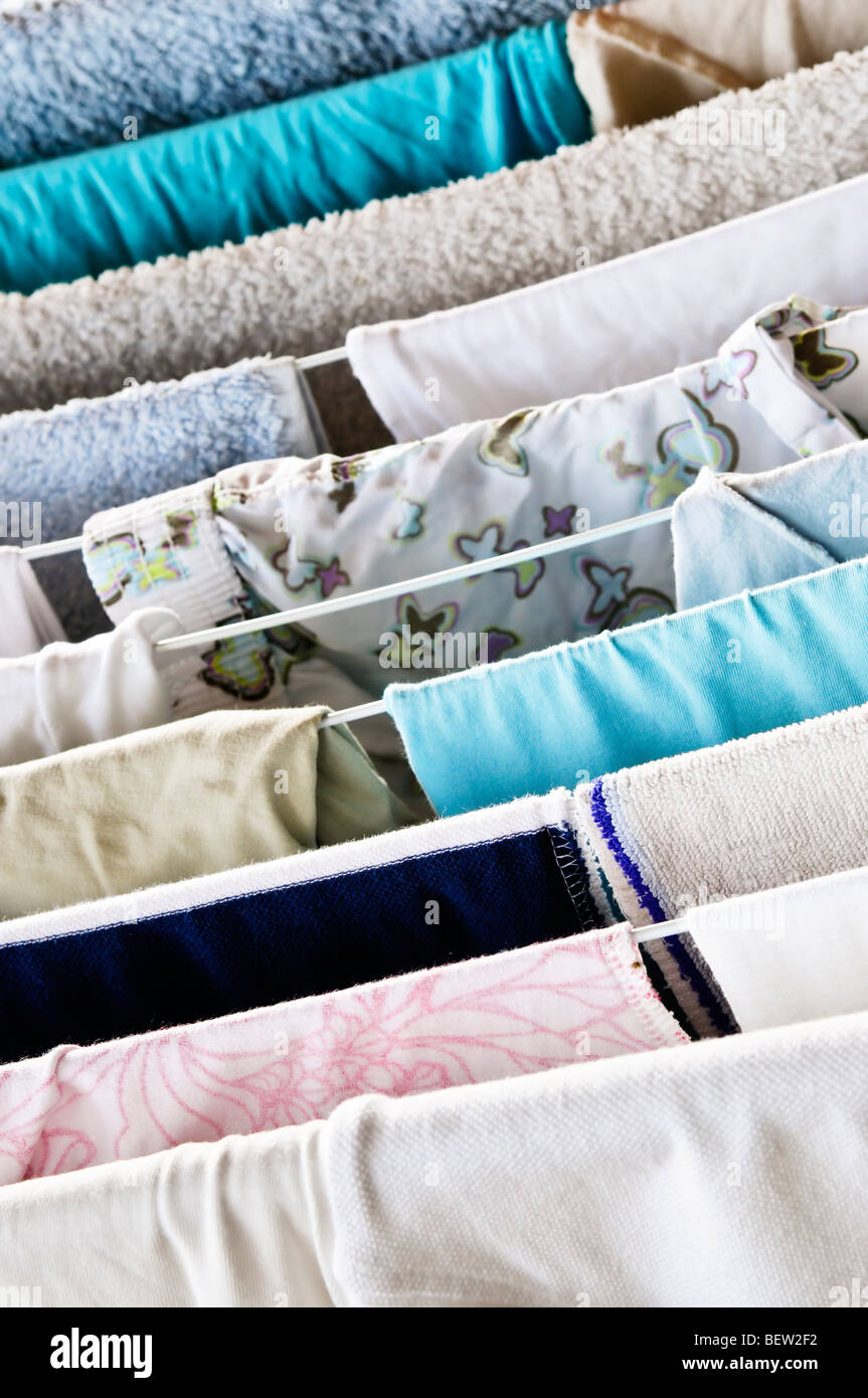 Clothes hanging to dry on clothes lines Stock Photo Alamy