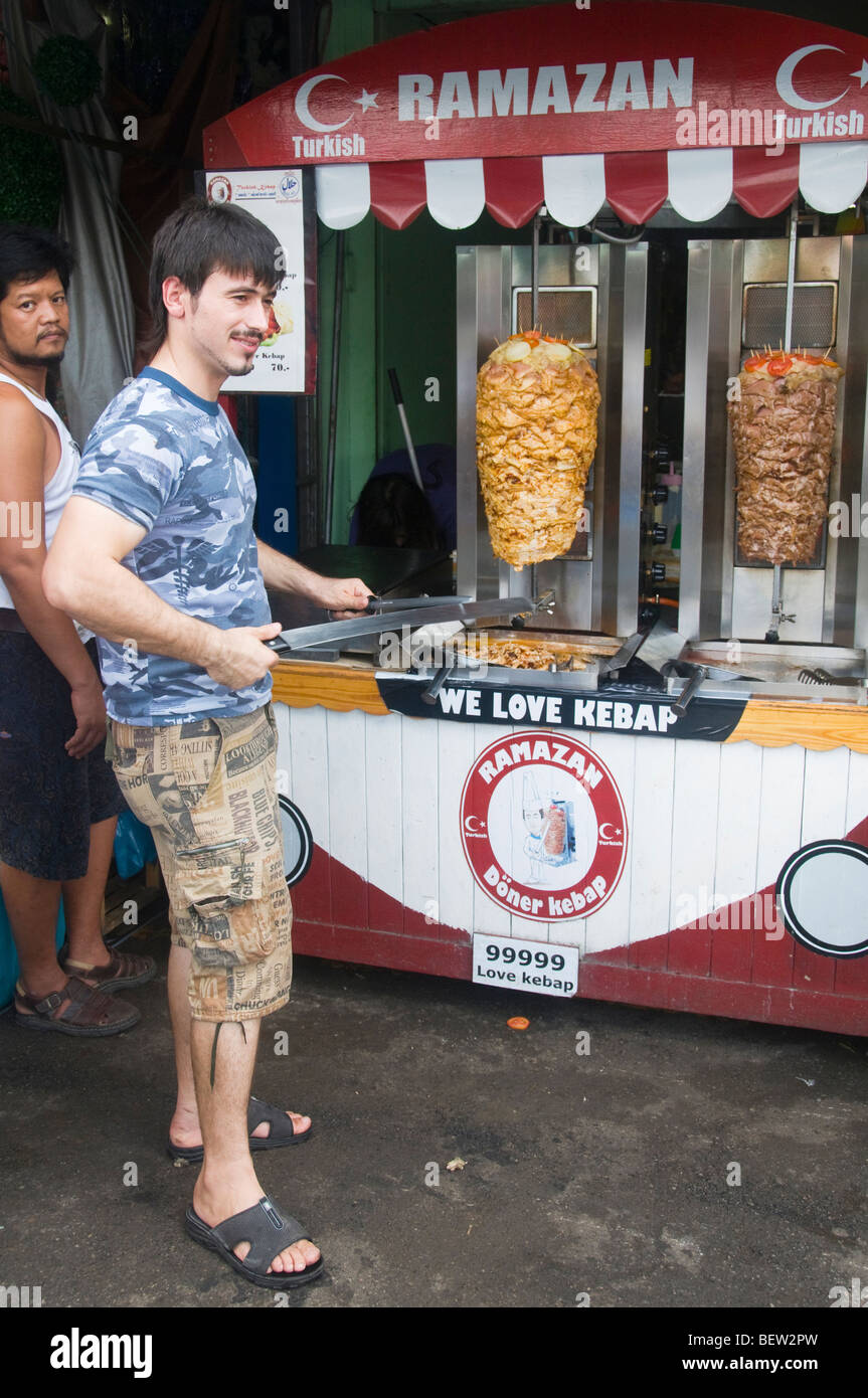 Turkish kebab stall at the Chatuchak Weekend Market in Bangkok Thailand Stock Photo