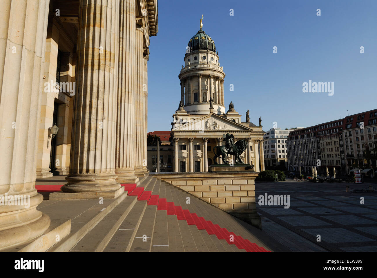 Berlin. Germany. Französischer Dom and the Konzerthaus (left) on Gendarmenmarkt. Stock Photo
