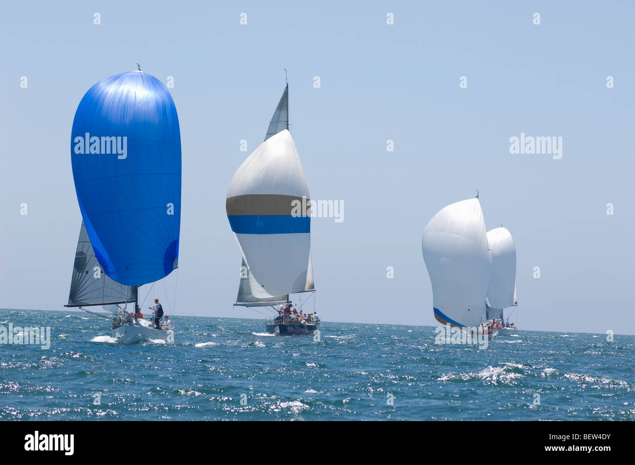 Yachts compete in team sailing event, California Stock Photo