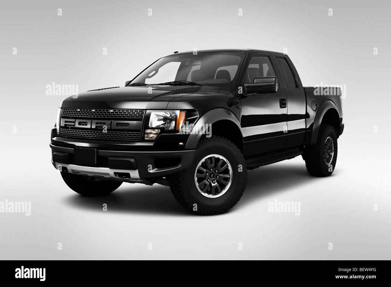 2010 Ford F-150 SVT Raptor in Black - Front angle view Stock Photo
