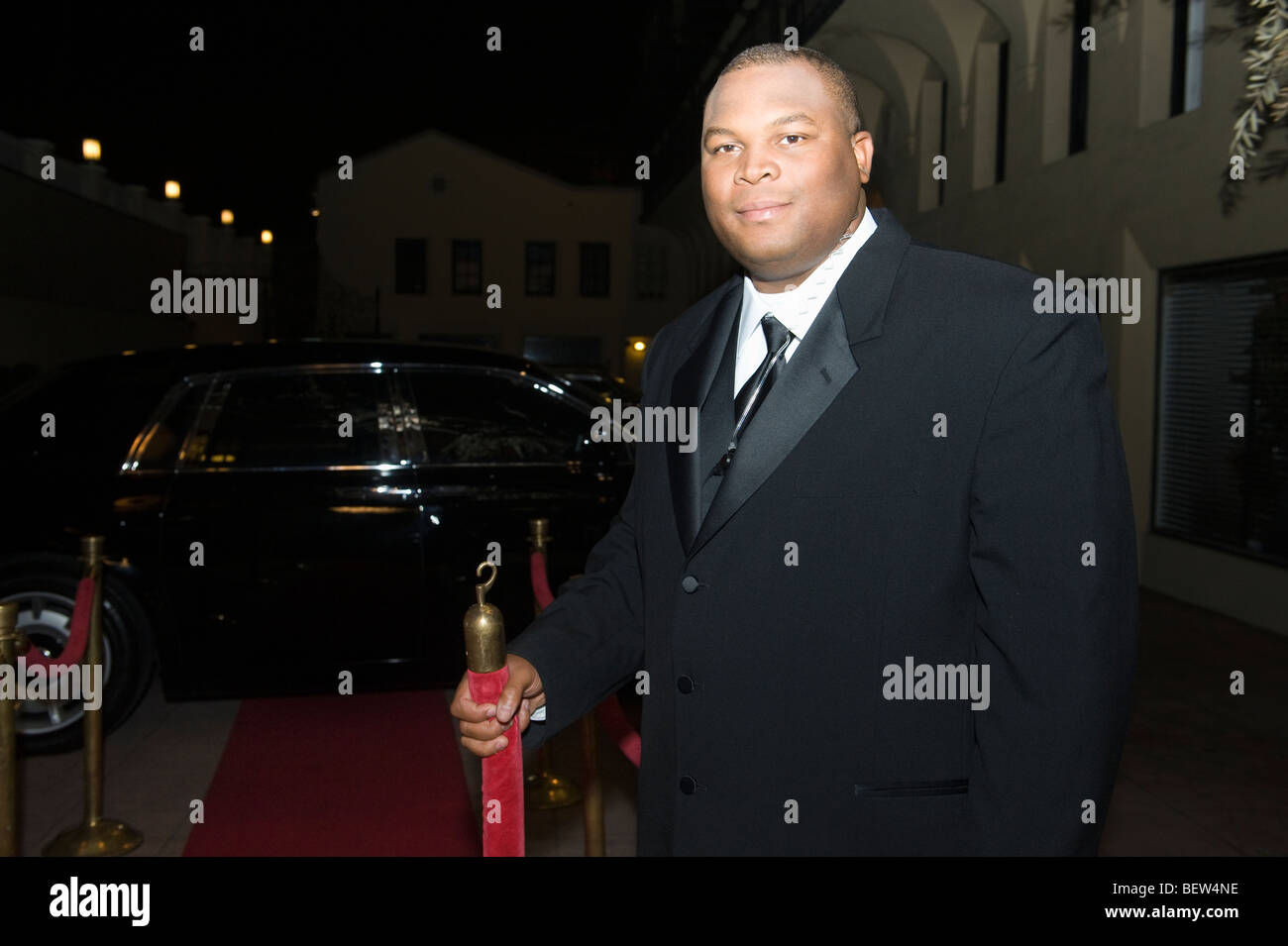 Bouncer outside venue Stock Photo Alamy