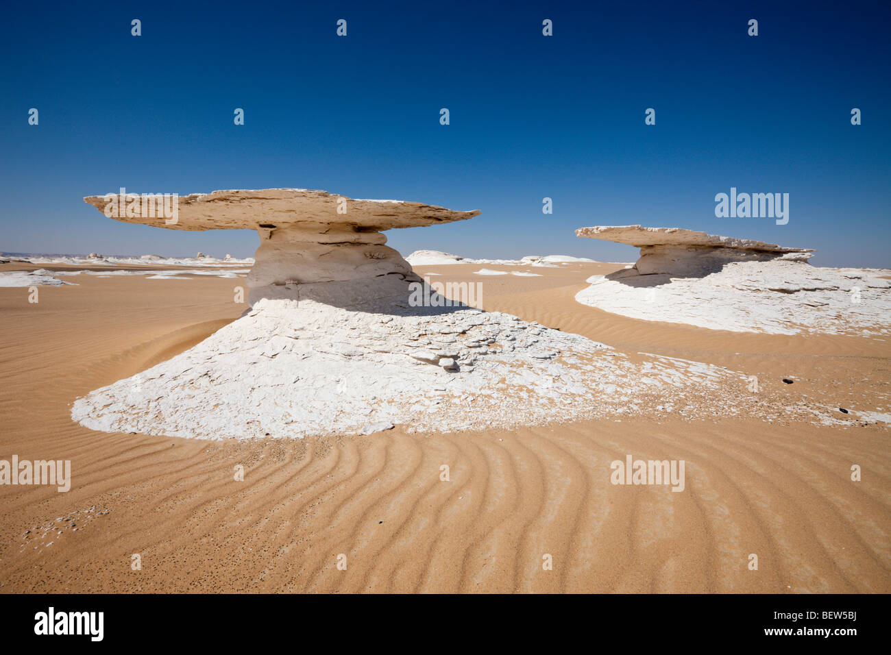 Formations of Lime Stone in White Desert National Park, Libyan Desert, Egypt Stock Photo