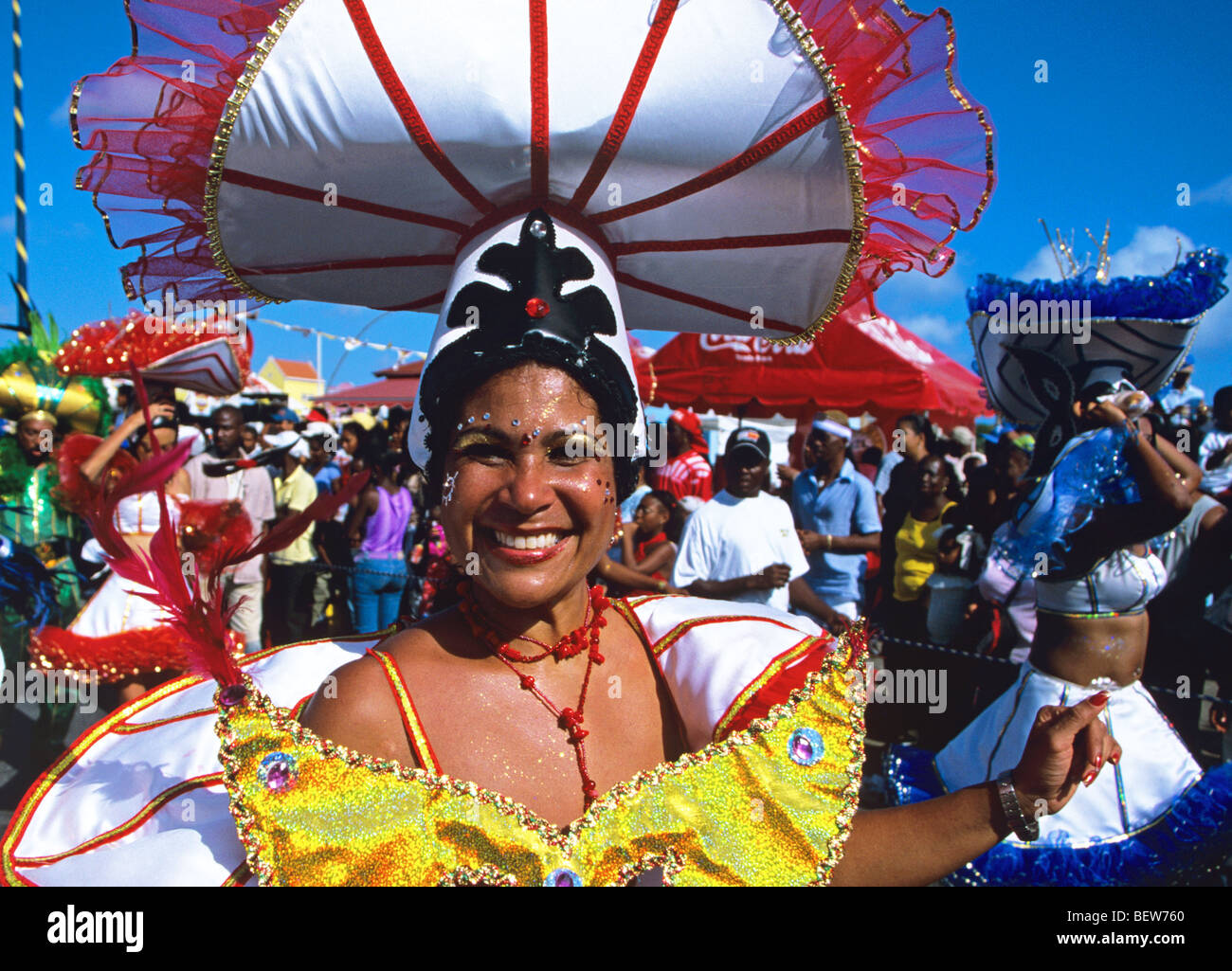 Curacao Dancers taking part in a carnival procession on the waterfont