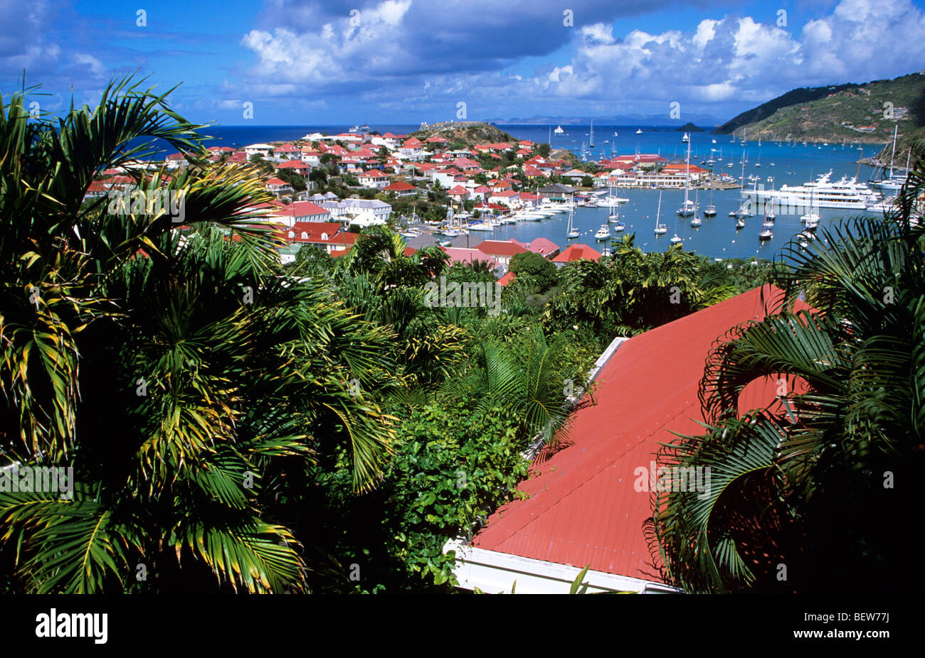 Overlooking the picturesque harbour at Gustavia, the main town on the ...