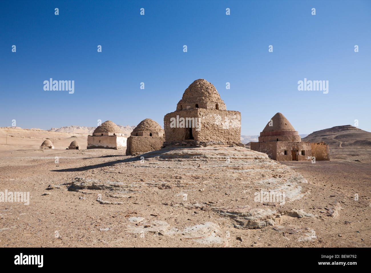 Tombs at El Qasr in Dakhla Oasis, Libyan Desert, Egypt Stock Photo