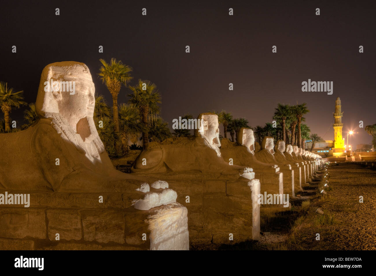 Alley of Sphinxes at Luxor Temple, Luxor, Egypt Stock Photo