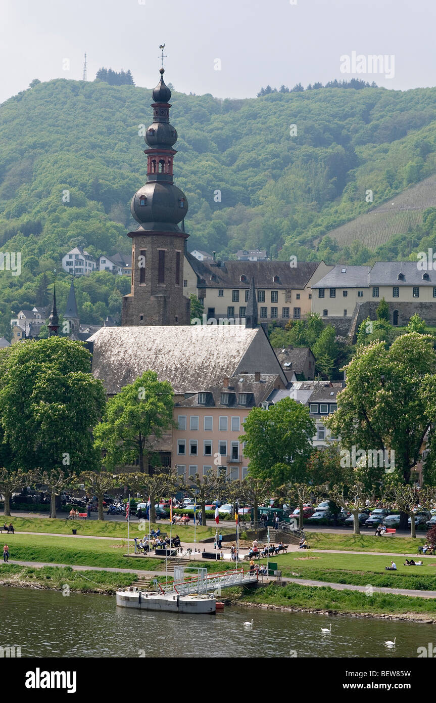 View over Moselle river St. Martin parish church, Cochem, Rhineland-Palatinate, Germany Stock Photo
