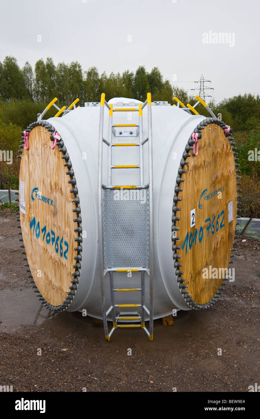 Hub ready for fitting to Nordex N90 wind turbine under construction at Solutia UK Ltd Newport South Wales UK Stock Photo