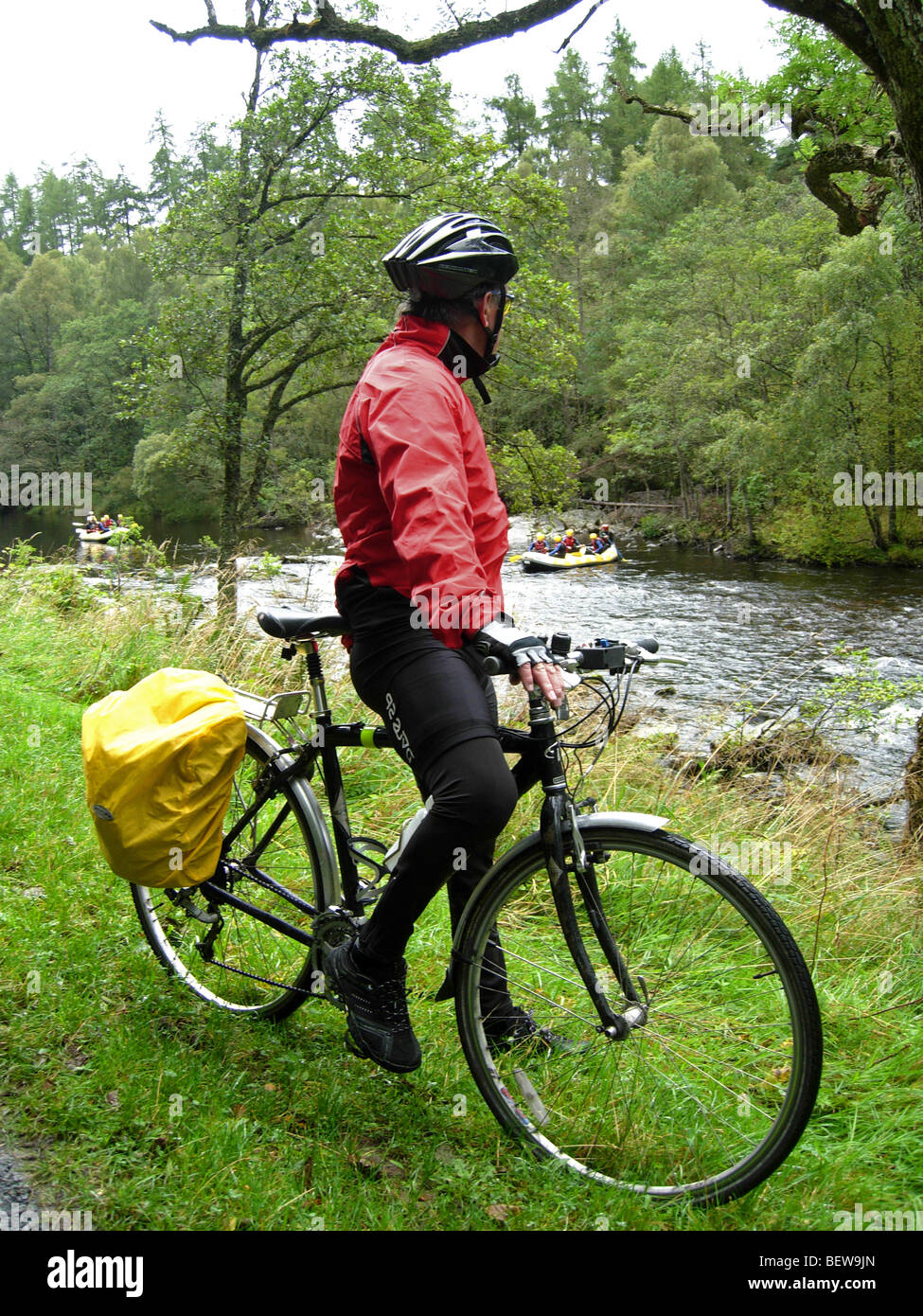 Cycling round Loch Tummel in Perthshire, Scotland Stock Photo