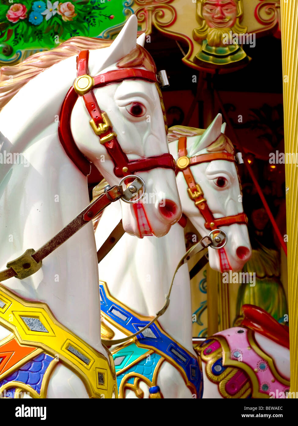 carrousel horses, San Francisco, California, USA, side view Stock Photo Alamy