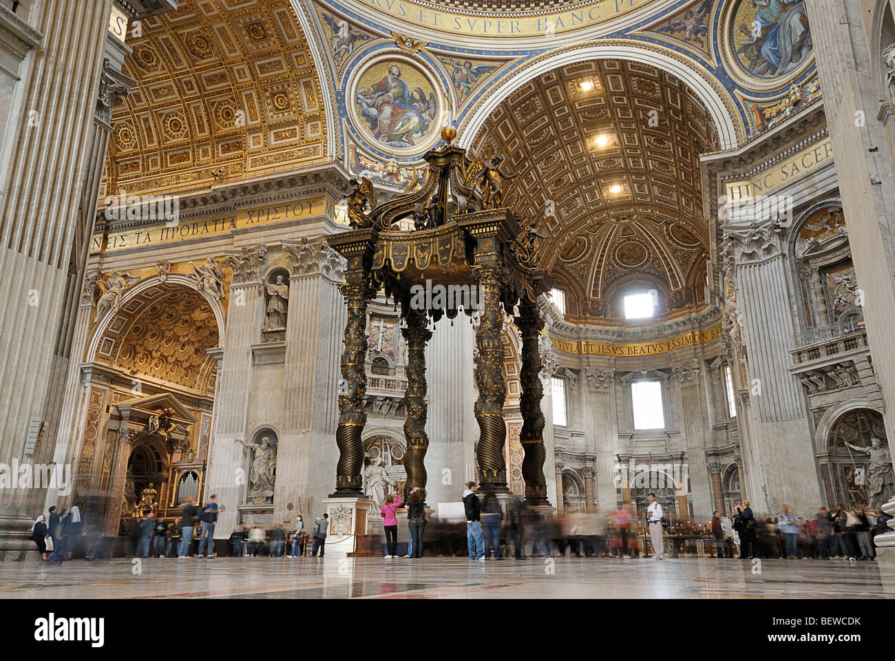 Berninis baldachin at St. Peters Basilica, Rome, Vatican City Stock Photo