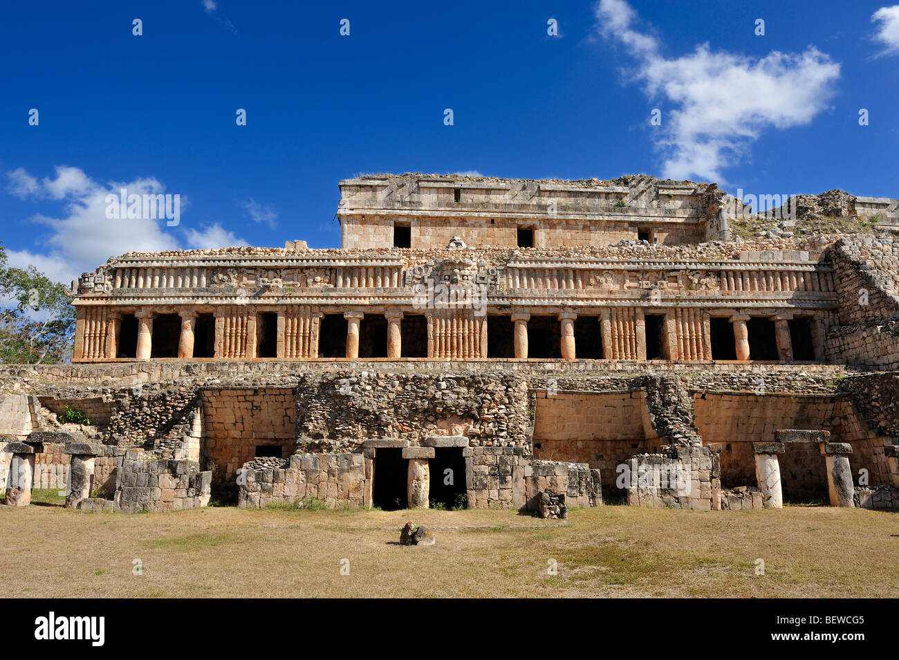 The Great Palace (El Palacio) at the Maya ruin site of Sayil, Yucatan, Mexico Stock Photo