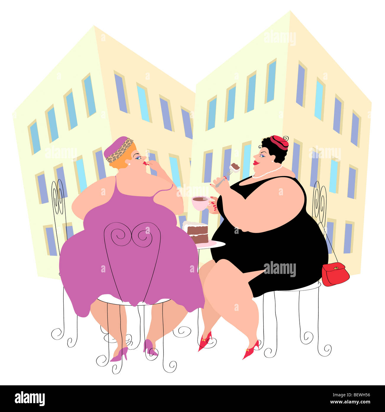 Social Lady of Size 6, Linda Braucht (b.20th Century/American), Computer Graphics Stock Photo