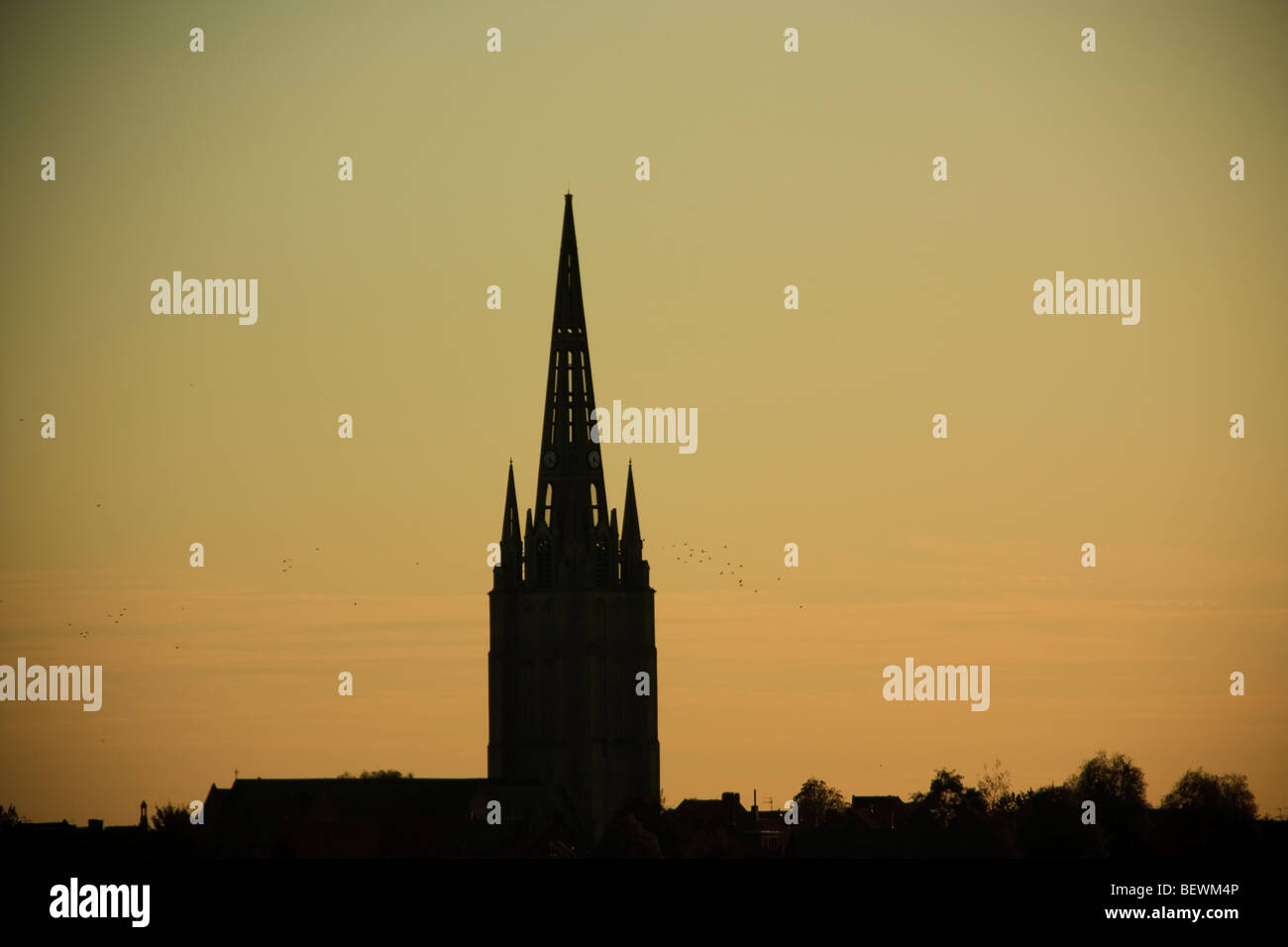 The church silhouette at sunset Stock Photo