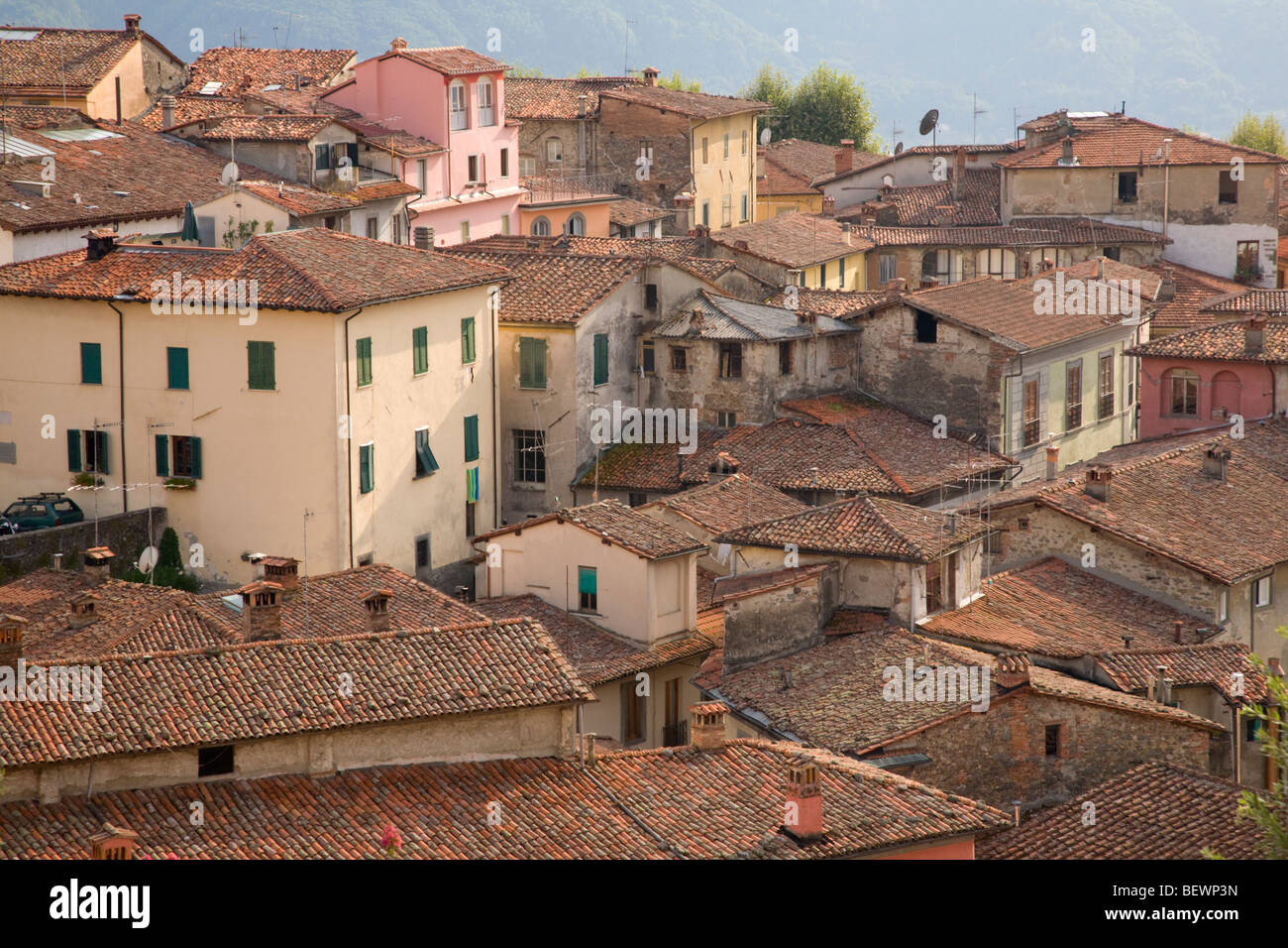 Rooftops of Barga, Garfagnana, Tuscany, Italy Stock Photo