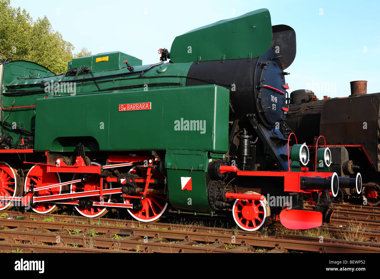 Old steam engine locomotive buffers reflectors Stock Photo