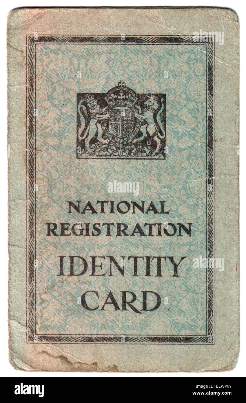 Britsh National Registration Identity Card Stock Photo