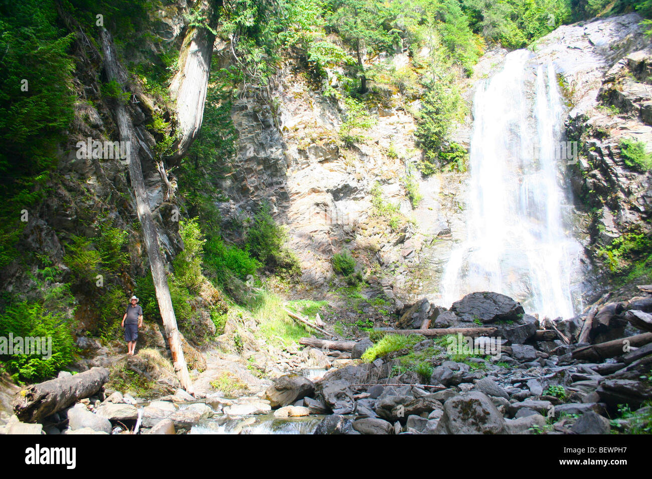 waterfall crashing over rocks Stock Photo Alamy