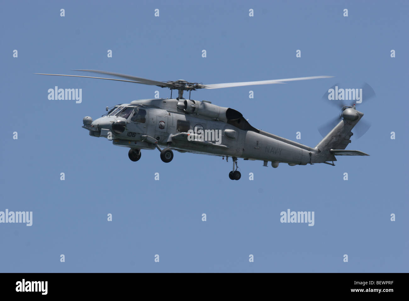 An SH-60 helicopter flown by the United States Navy Stock Photo