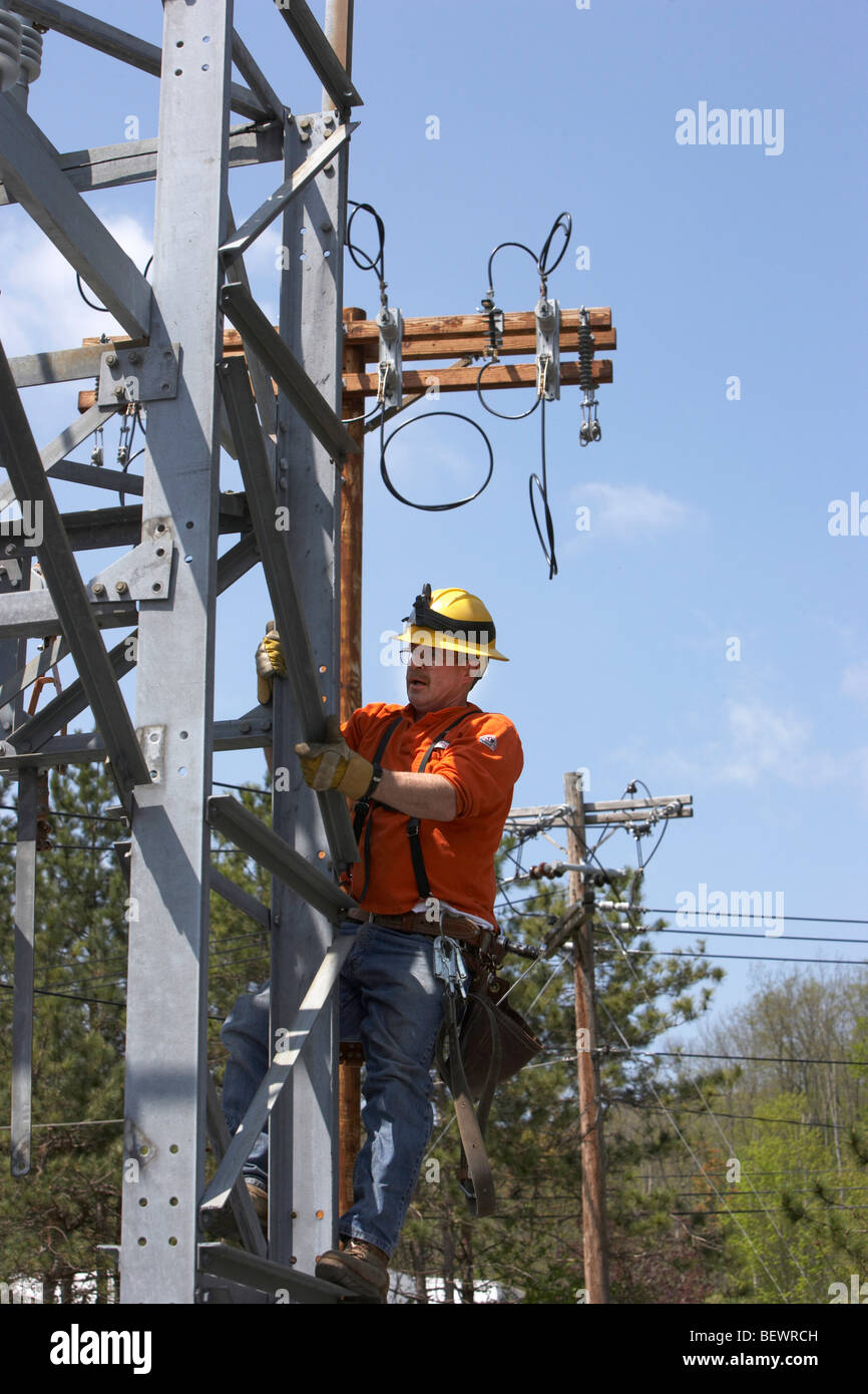 Utility Workers Updating Electrical Substation Stock Photo Alamy