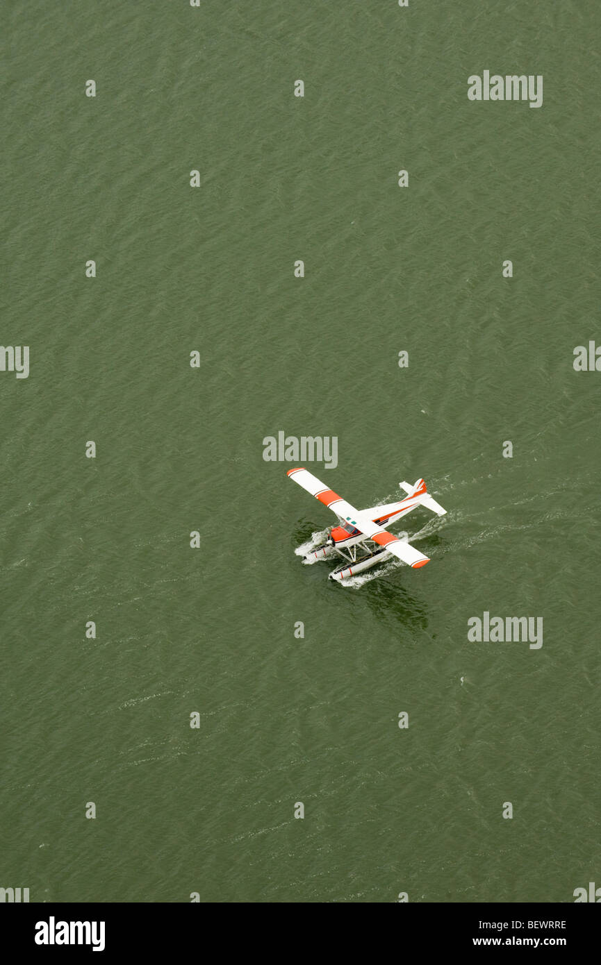 aerial view of float plane Stock Photo