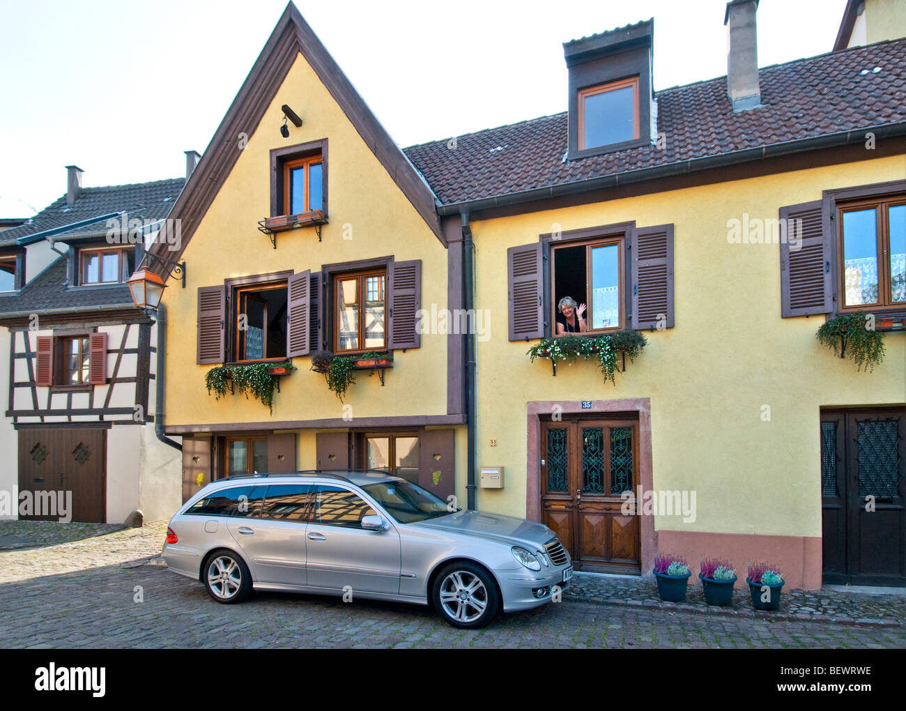 Touring Alsace by car Stock Photo