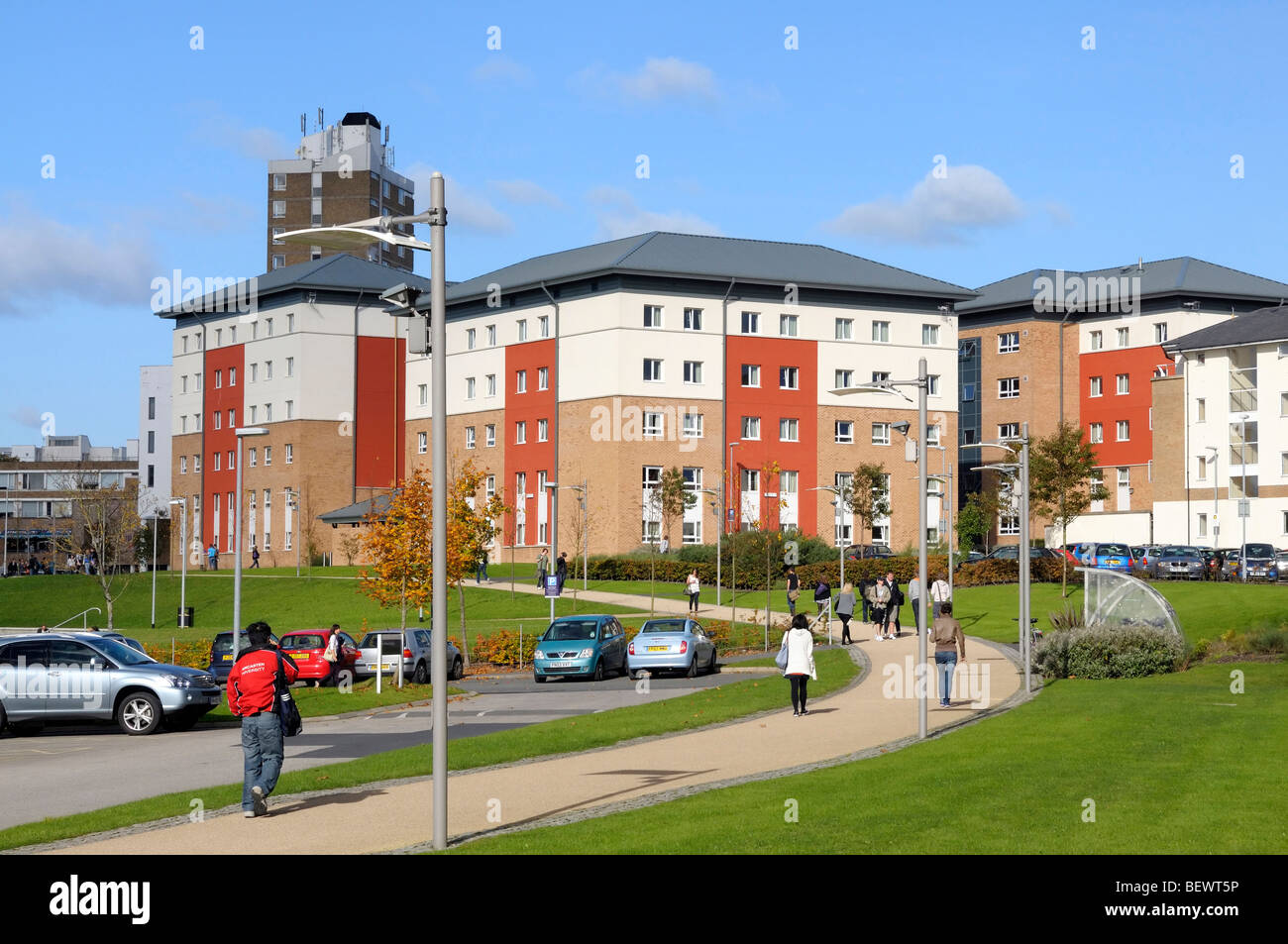 Halls of residence and students at Lancaster University Stock Photo Alamy