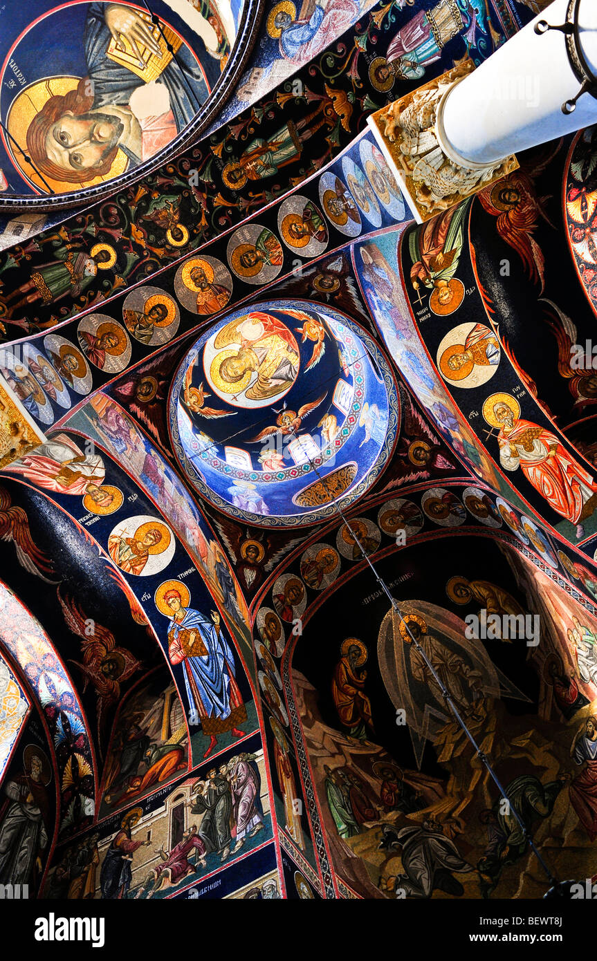 Interior of orthodox christian St. George church in Topola, Serbia Stock Photo