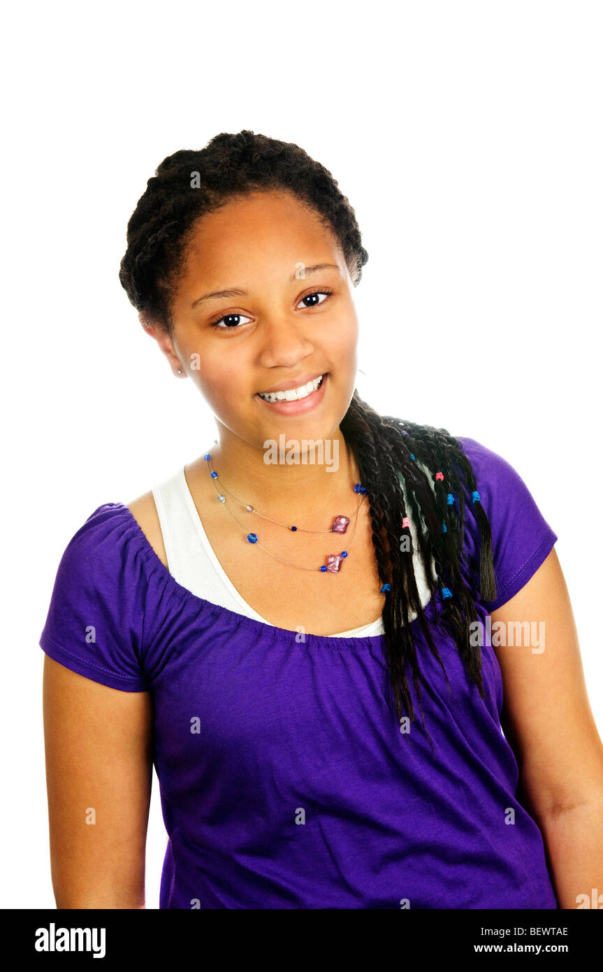 Isolated portrait of beautiful black teenage girl Stock Photo - Alamy
