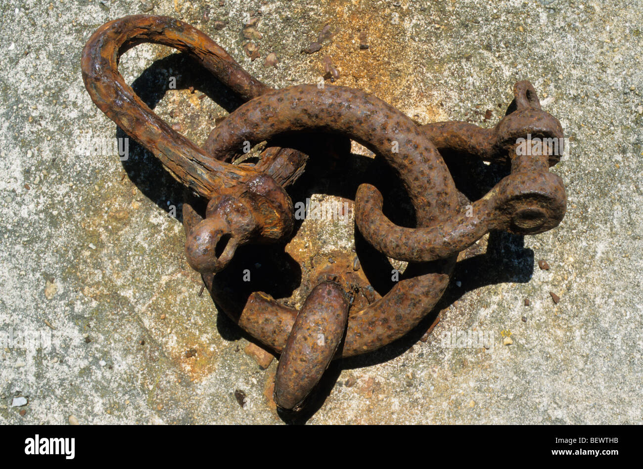 Rusted, Iron, Ring, Clevis, Shackle,, Metal, Bretagne,France Stock Photo