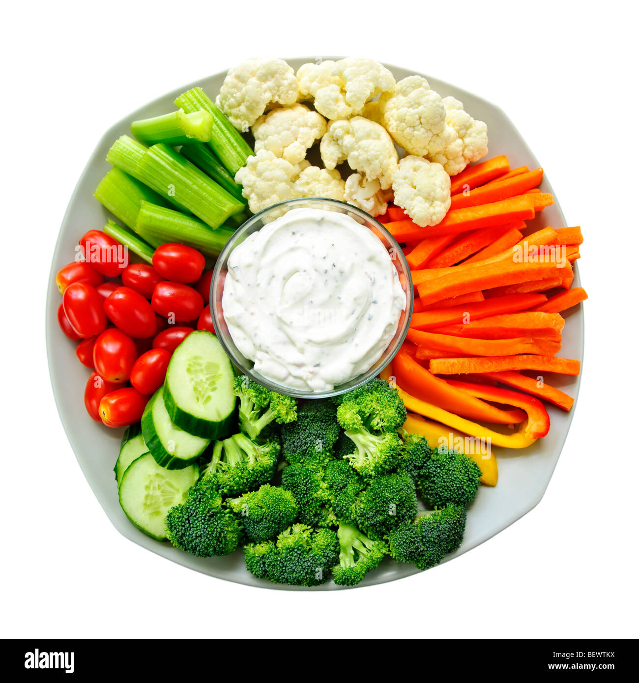 Platter of assorted fresh vegetables with dip Stock Photo Alamy