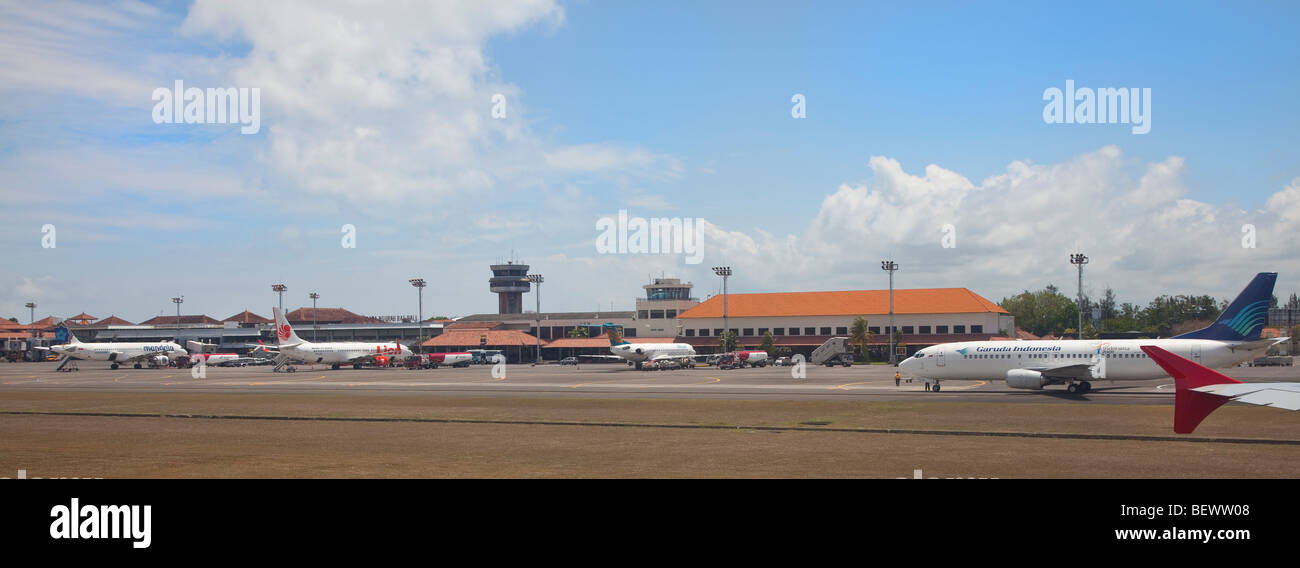 Aeroplanes at Bali Ngurah Rai International Airport, Bali, Indonesia Stock Photo