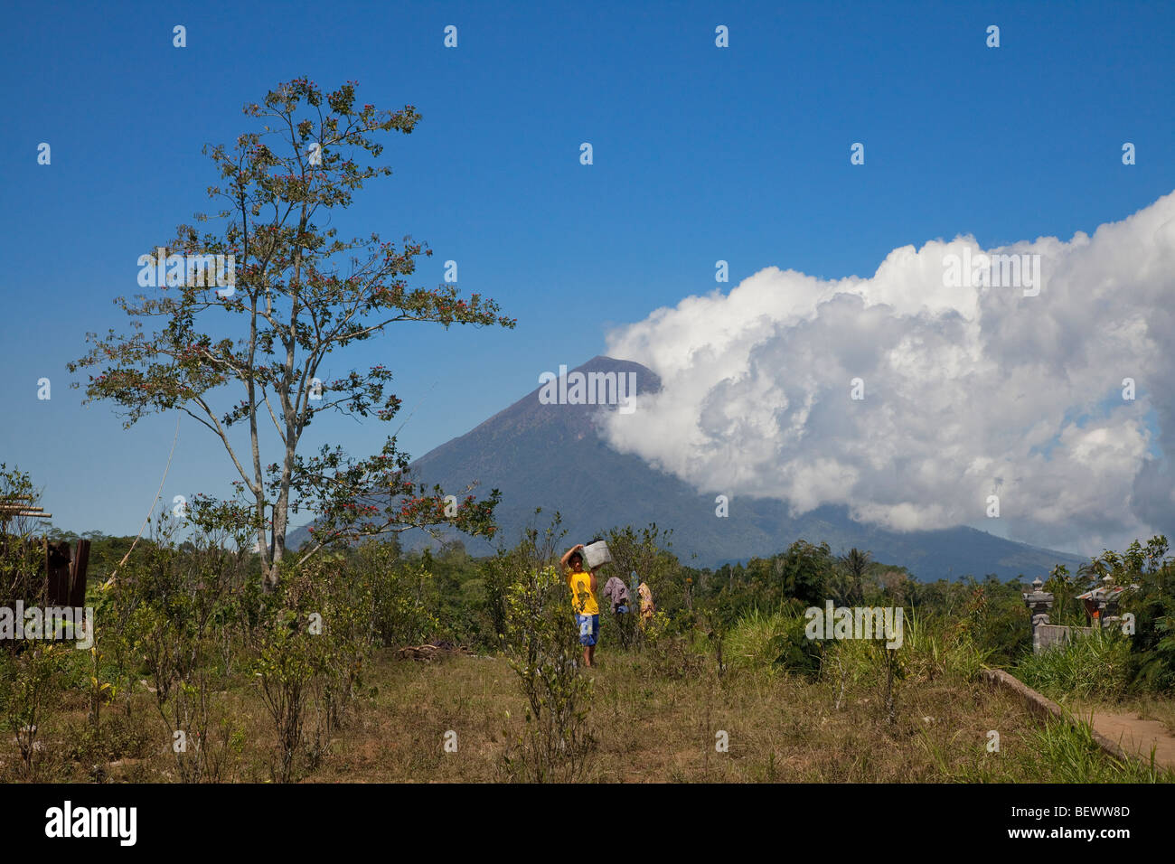 Mount Agung or Gunung Agung viewed from the South West, Bali, Indonesia. Stock Photo