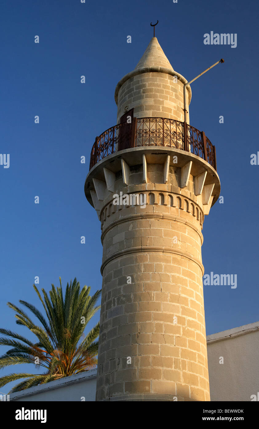 minaret at the top of the mosque in pyrga republic of cyprus europe Stock Photo
