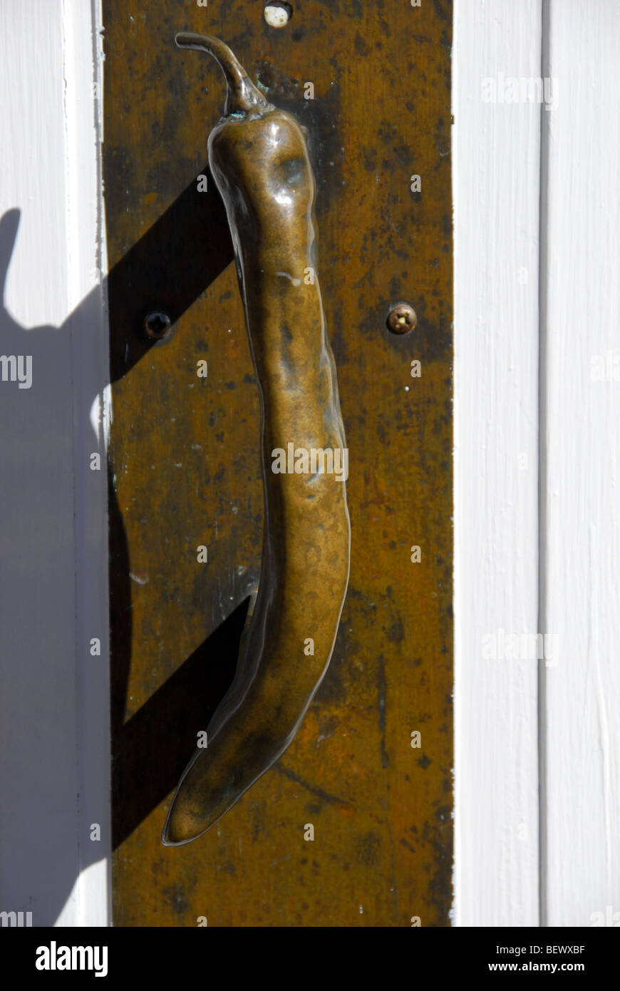 chilli brass door handle in new mexico Stock Photo Alamy