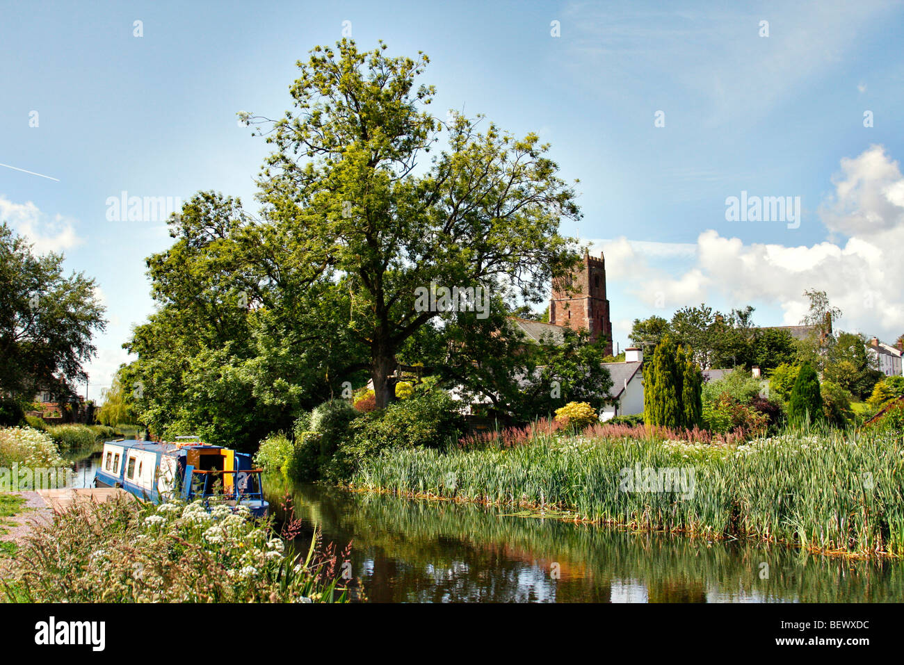 Sampford Peverell with Church, Grand Western Canal, Mid Devon Stock Photo