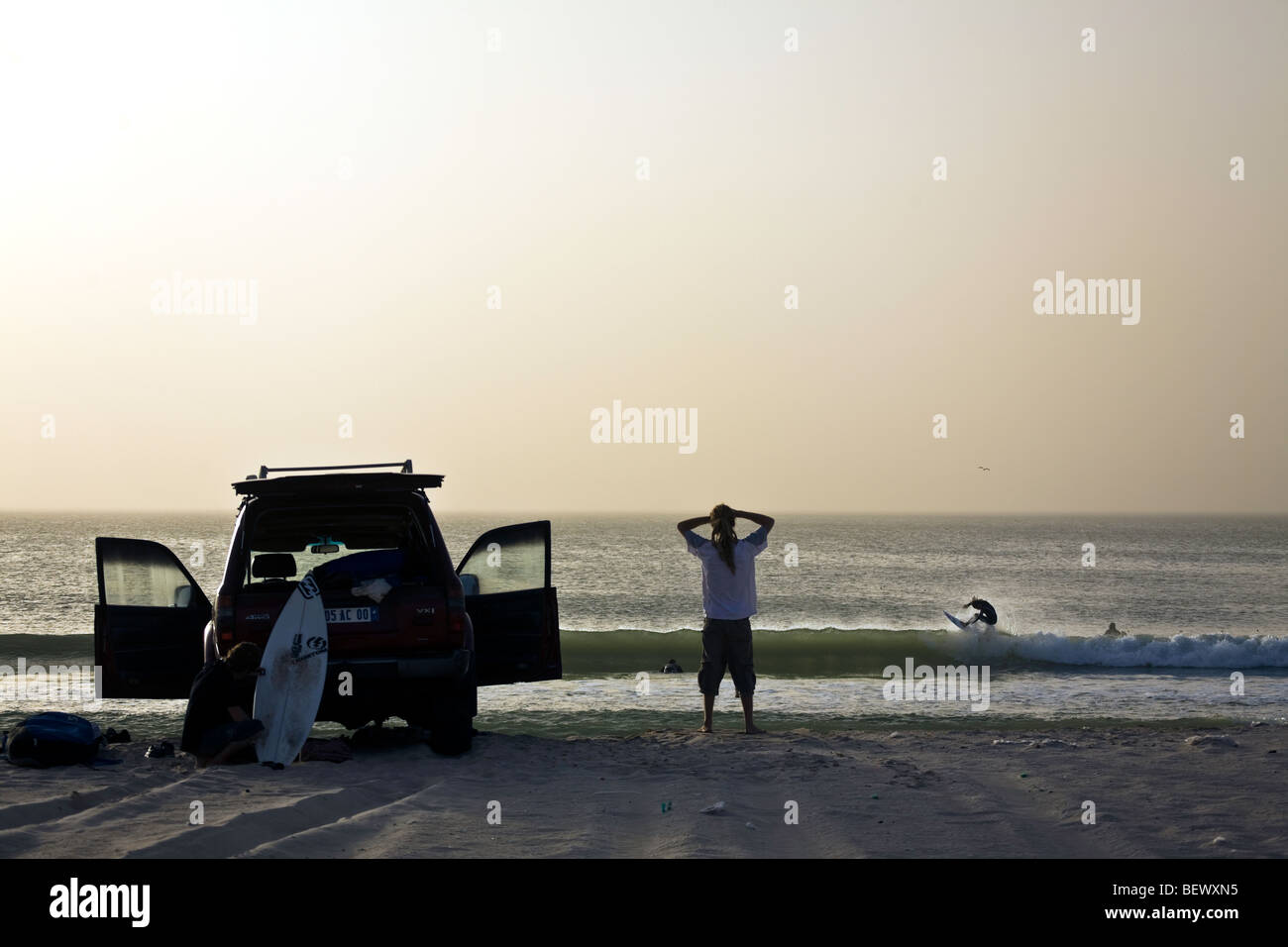 Mauritania, Nouakchott, evening surfing at the fishing pier Stock Photo Alamy