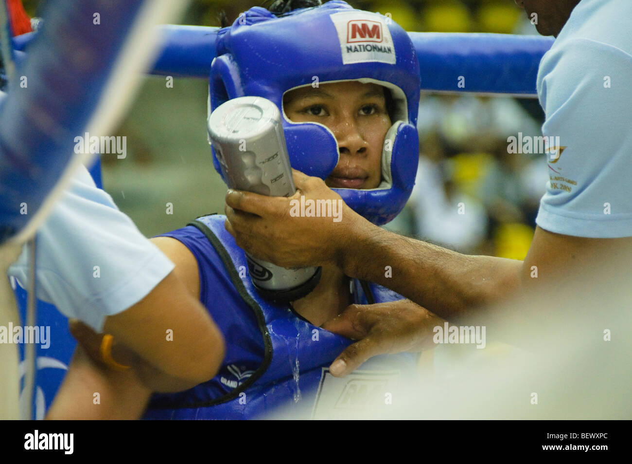 muay thai kickboxing fighter closeup at the SE Asian Martial Arts Championships in Bangkok
