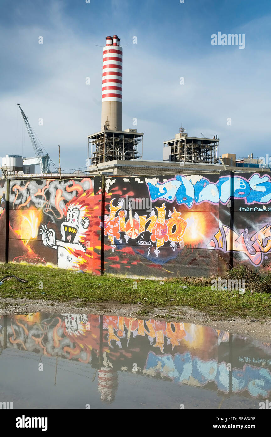 the chimney of a coal-fired power station Stock Photo