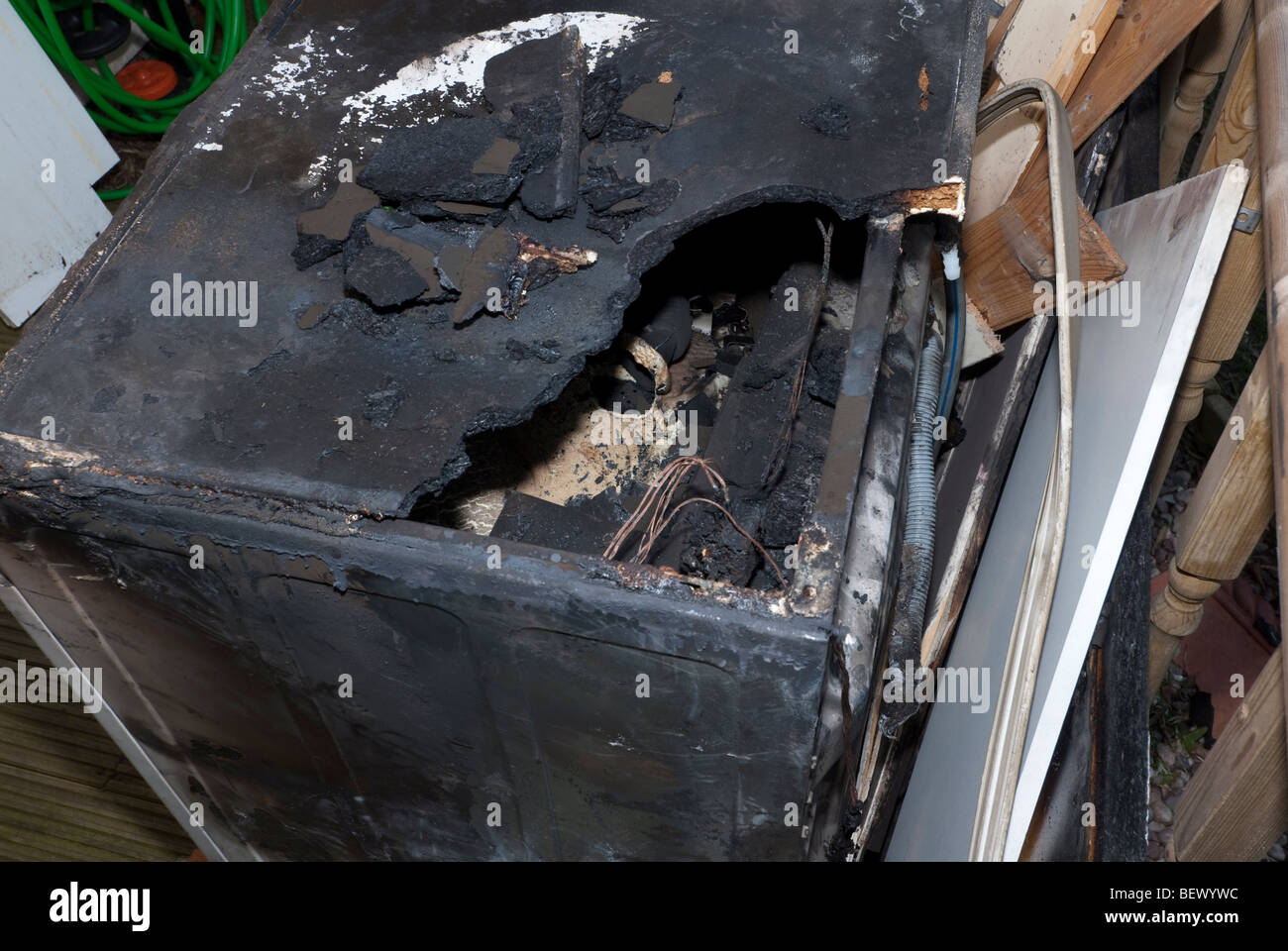 Domestic washing machine fire accidental burnt out Stock Photo Alamy
