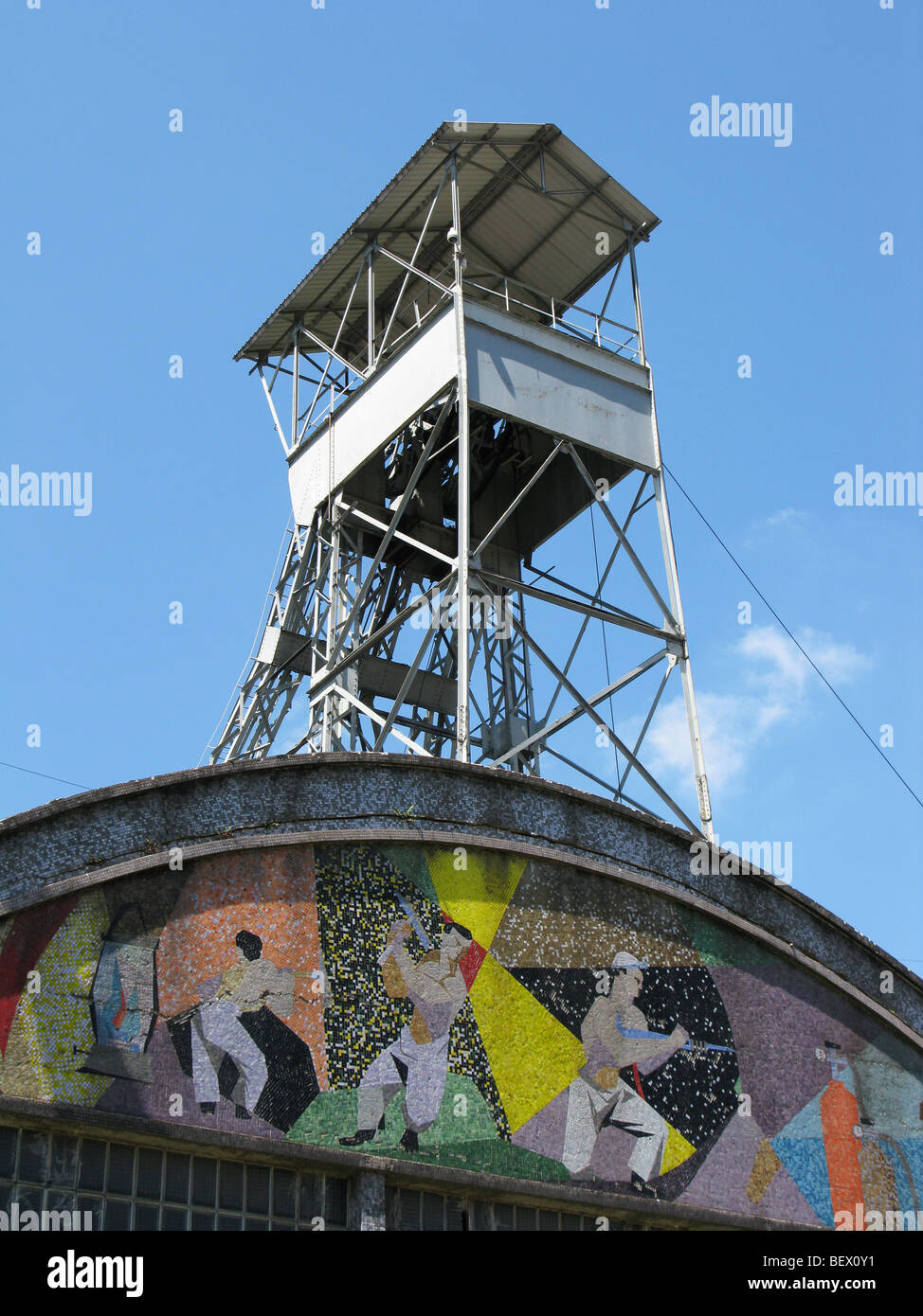 Former 'Pozo Fondon' coal mine and official archives of Asturian Mining public company (Hunosa) Stock Photo