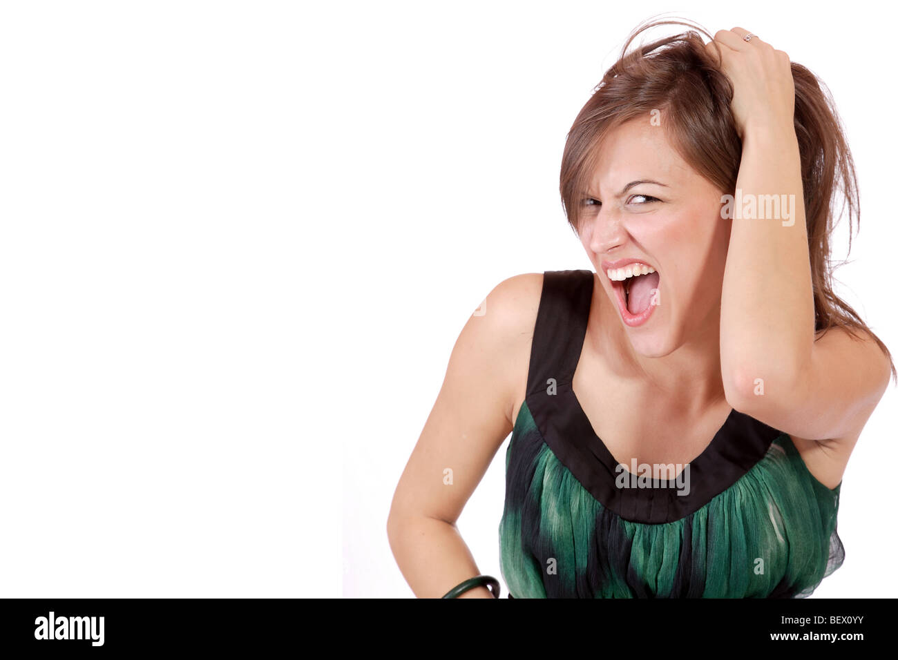 Beautiful Smiling Woman isolated on white background Stock Photo - Alamy