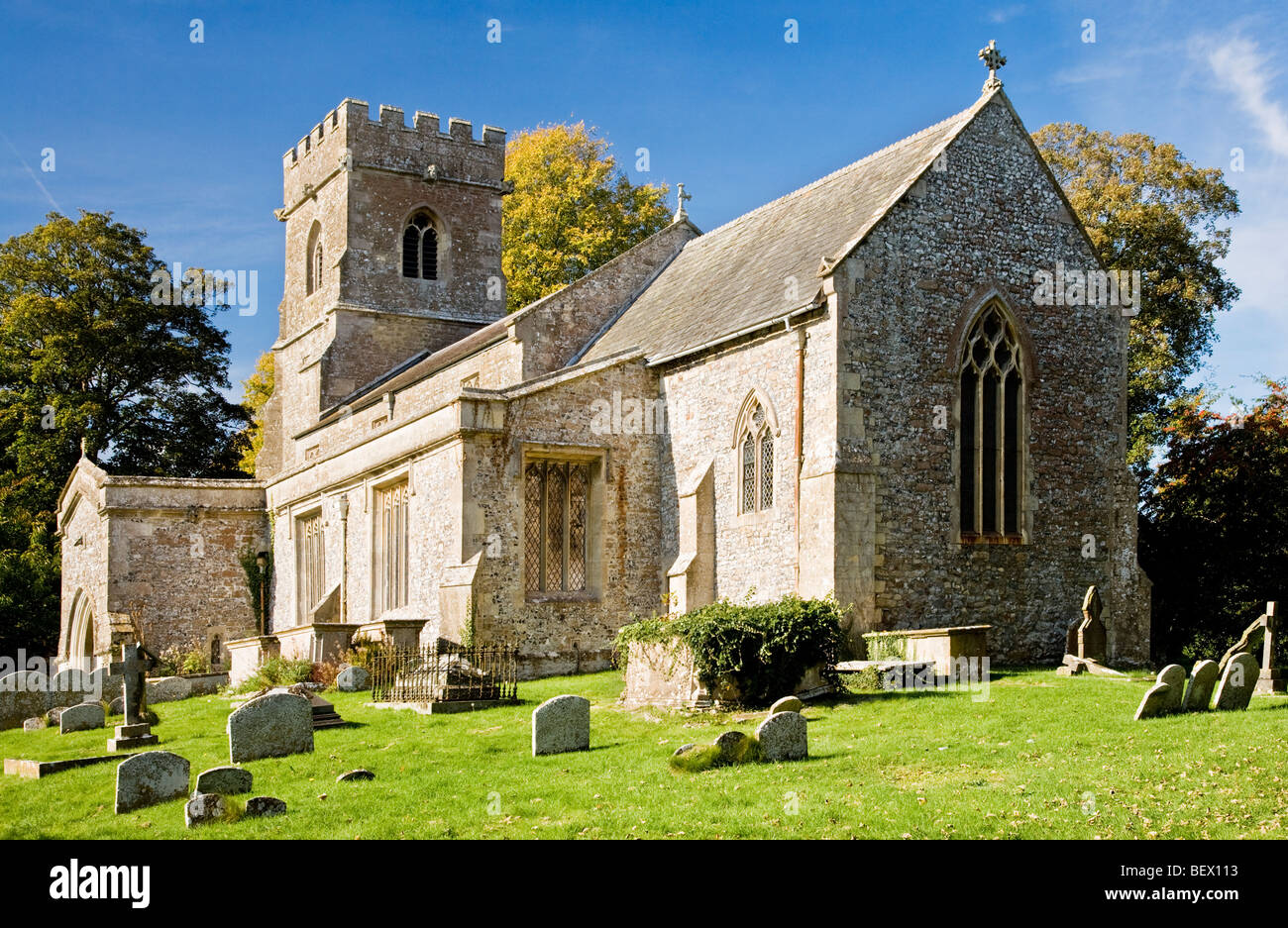 Typical English Saxon minster church of in Ogbourne